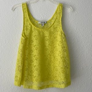 Forever 21 Neon Yellow Lace Top - L
